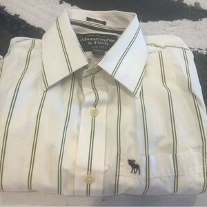 Abercrombie & Fitch Vintage Men's Shirt with White and Green Stripes